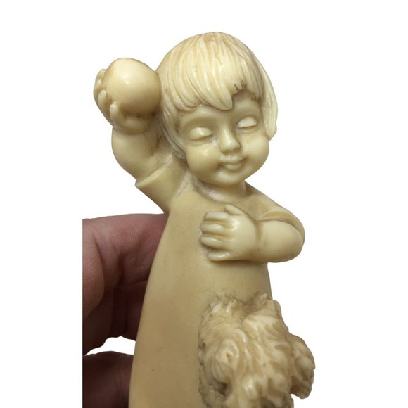 Bianchi Vintage (1979) Alabaster Figurine - Child Playing with Dog - Italy - Con - Picture 6 of 8